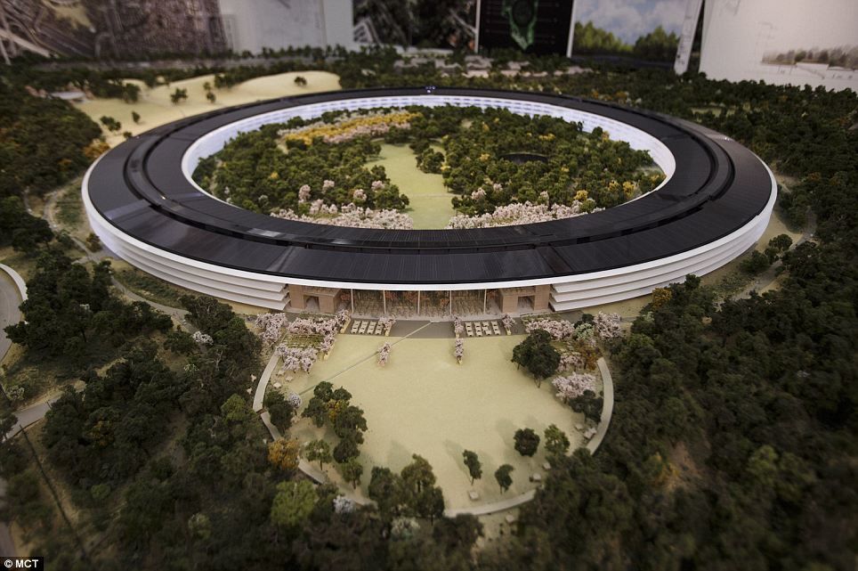 12.000 people in 1 single building - a man-made forest of more than 7,000 trees - Welcome to the Apple's 'spaceship' : Cupertino building