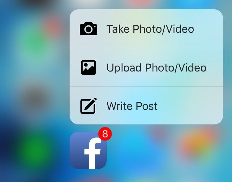 Facebook app ajoute le Touch 3D sur l’iPhone 6S