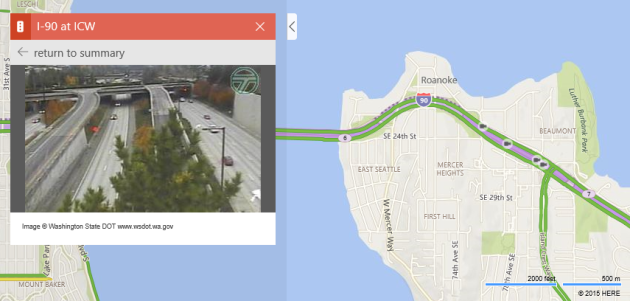 Bing Maps permet de consulter les caméras de surveillance des routes
