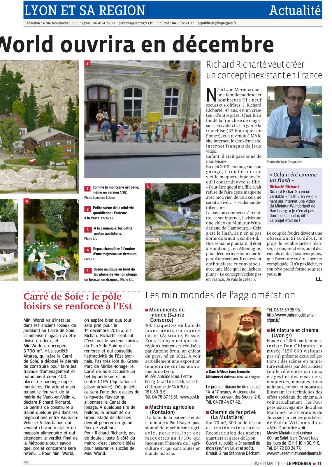 Article dans le journal &quot;Le Progrès de Lyon&quot; du Lundi 11 Mai 2015