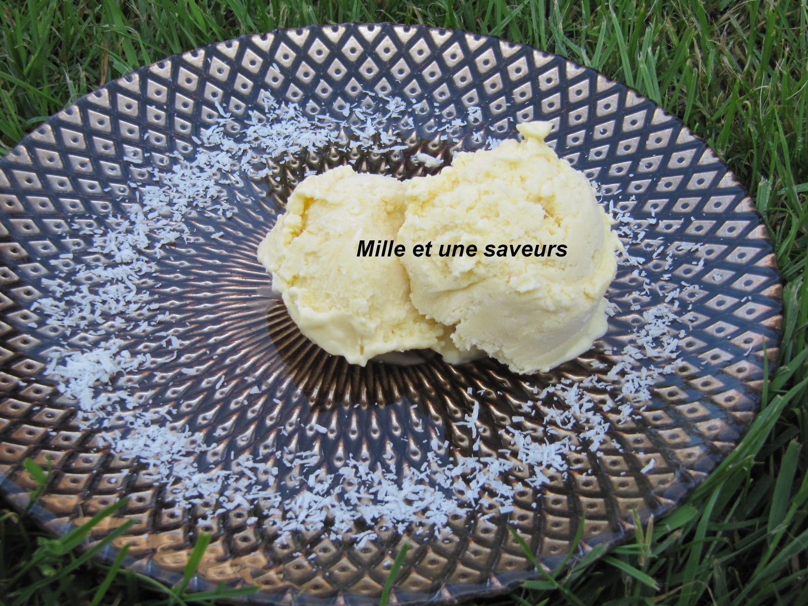 Glace noix de coco faite avec crème anglaise