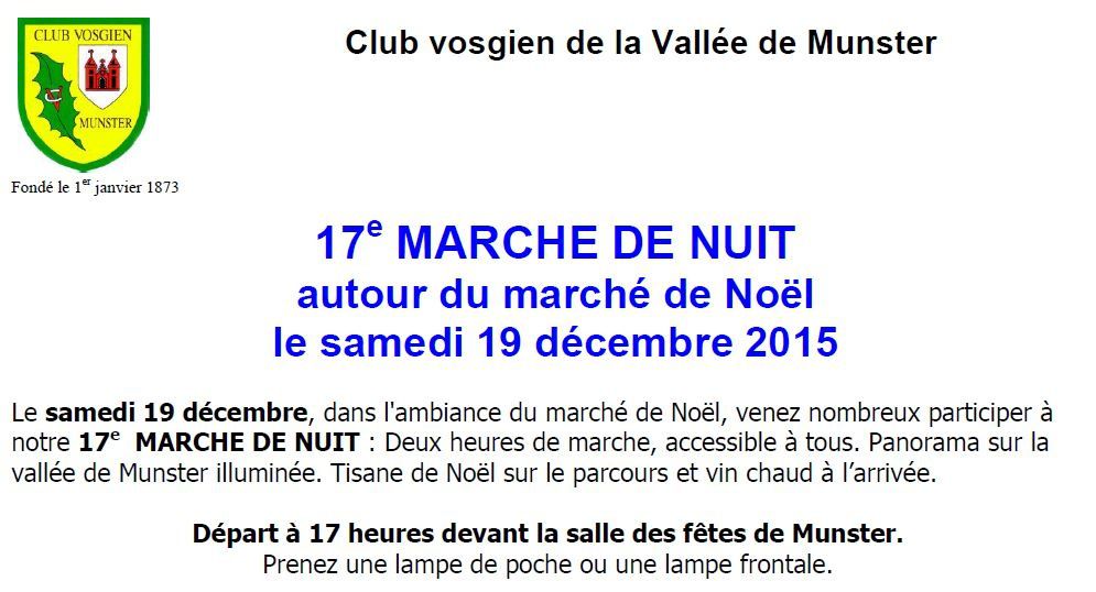 Samedi 19 décembre - Marche de nuit avec le Club vosgien de la Vallée de Munster