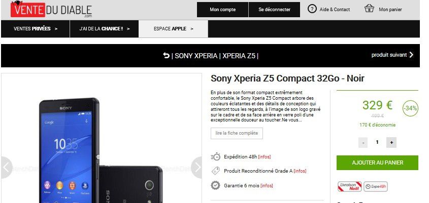 vente privee xperia