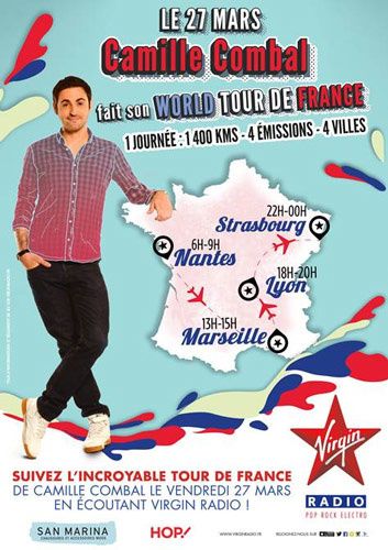 Le 27 mars, Camille Combal fait son World Tour de France avec 4 émissions dans 4 villes différentes (vidéo)