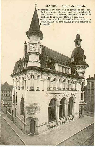 Carte postale ancienne - 2136 - BOURGOGNE - Macon - La Poste - 1916