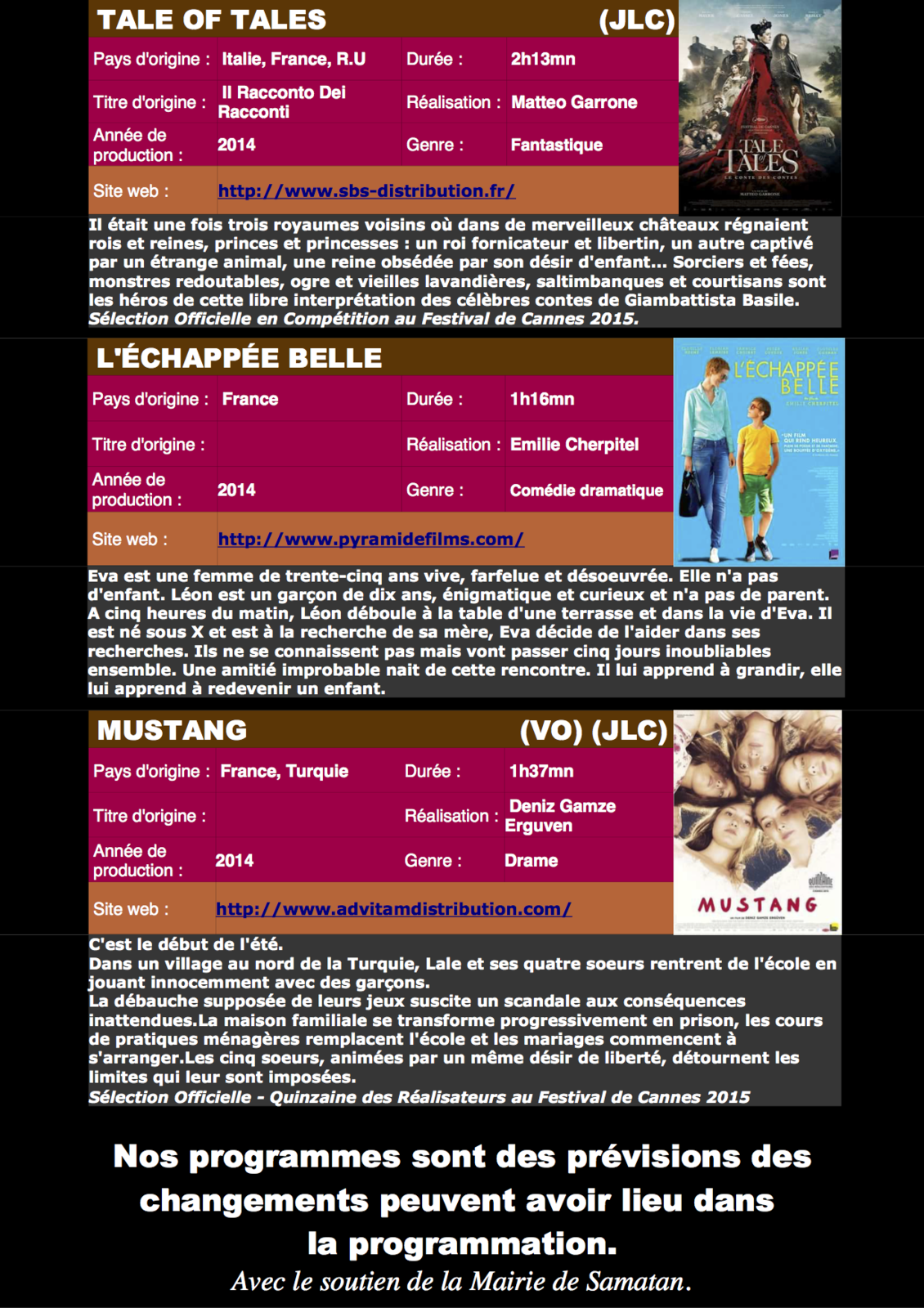 Horaires Des Séances Du Film L'été Nucléaire Changement d'horaires pour l'été : films du lundi au vendredi à 21h et