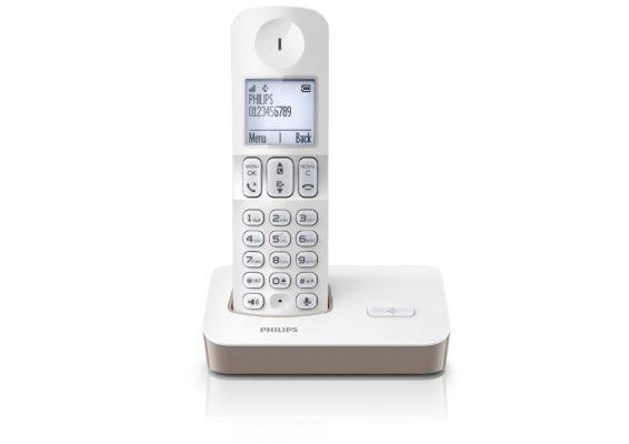 Promo du jour Amazon : Téléphone fixe sans fil avec mode silence Blanc/Taupe Philips D4001WC/FR