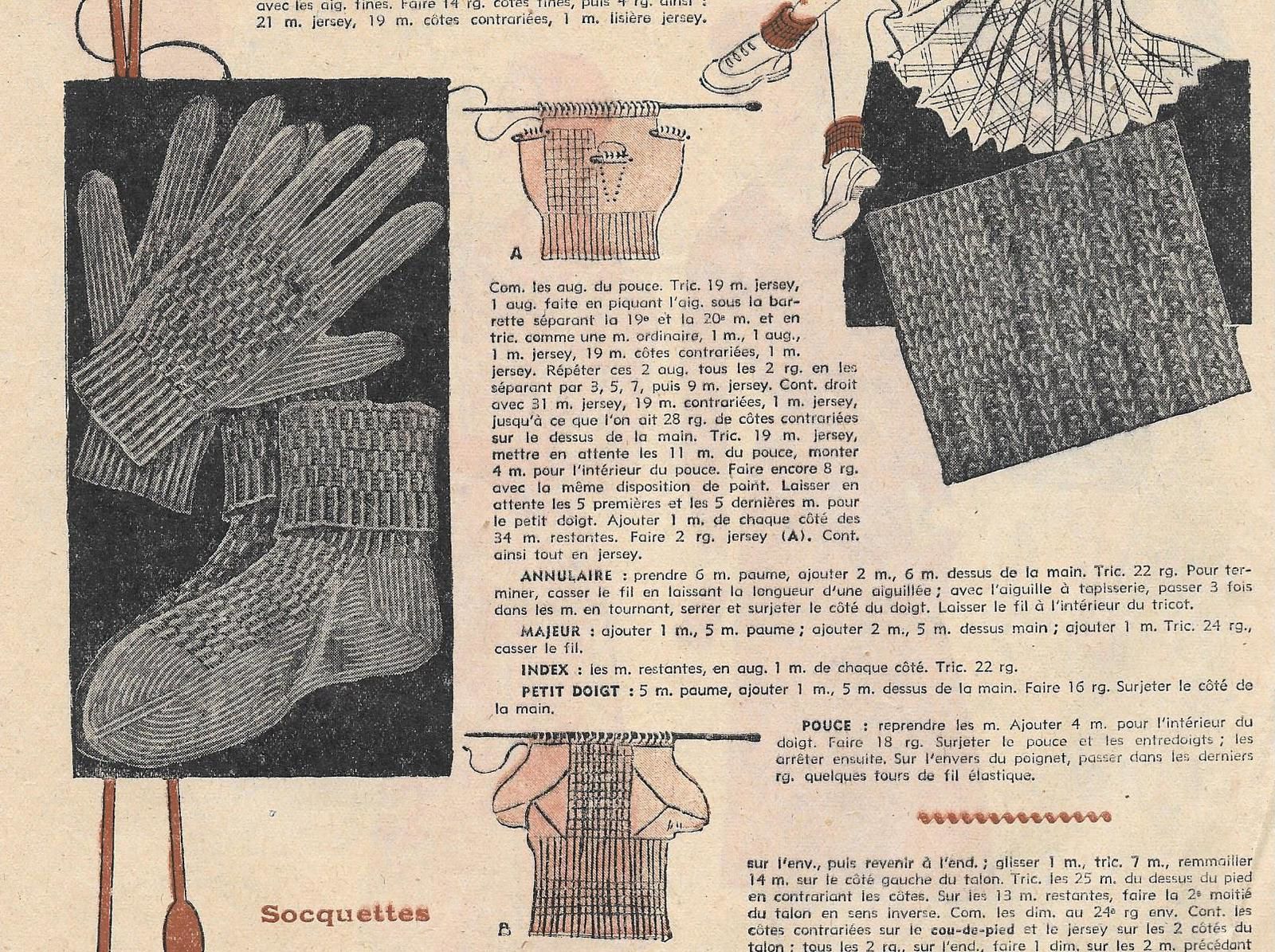 Gants et socquettes tricotés 2 aiguilles 4 - 5 ans -