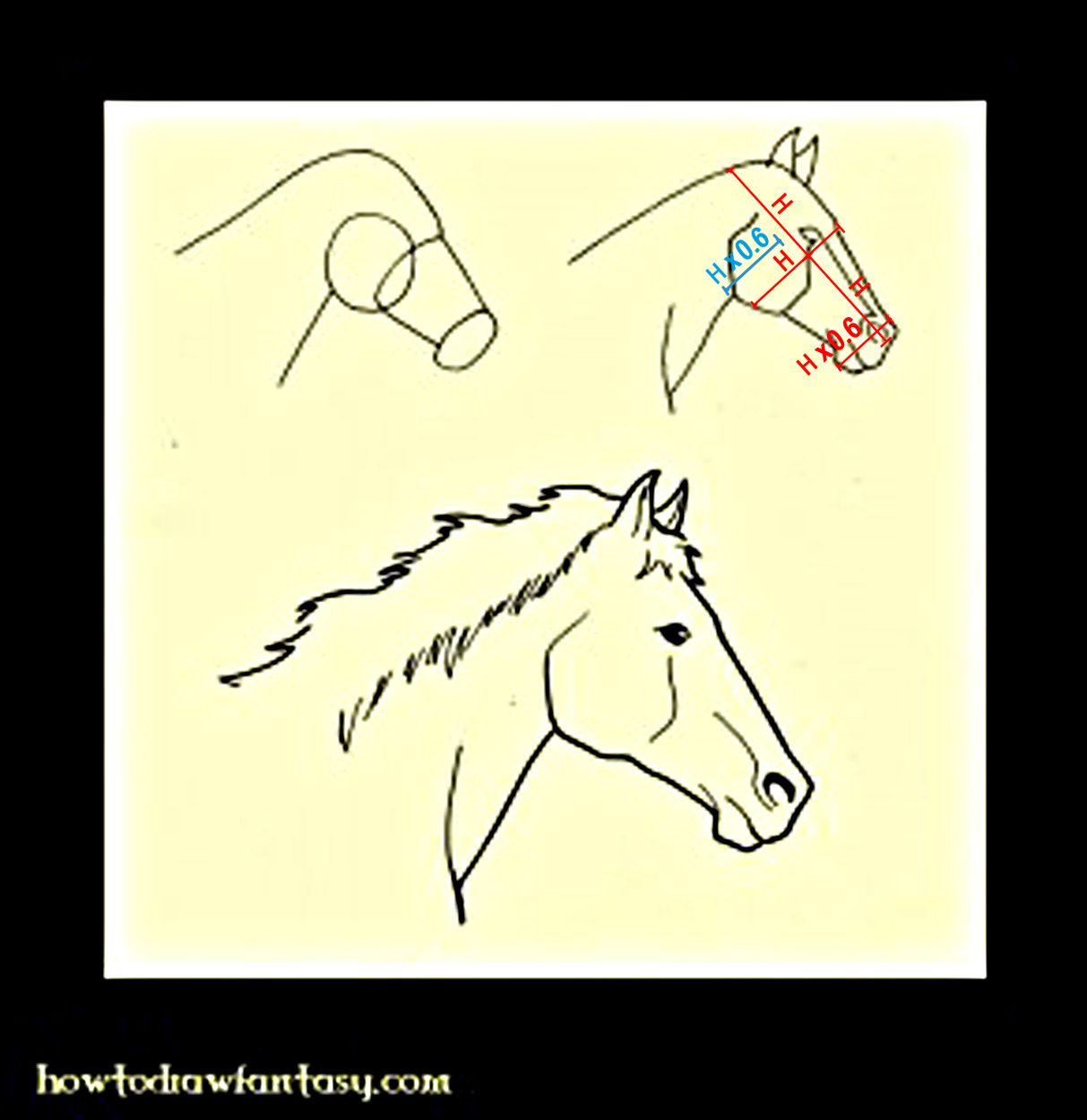 How-To-Draw-Horses  Dessin cheval facile, Comment dessiner un