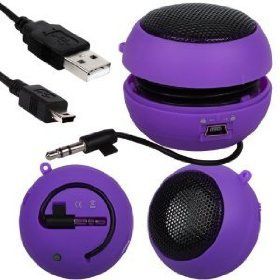 Fone-Case Samsung C3780 Mini Capsule Rechargable Loud Speaker 3.5mm Jack To Jack Input (Purple)