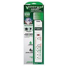 Prime PBES1016 6-Outlet 2160J Energy Saver Surge Protector with 6 Foot Cord