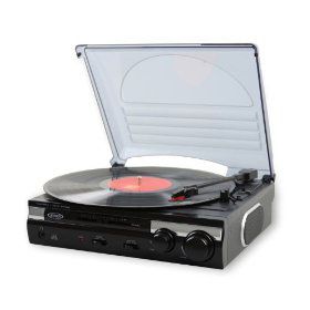 Jensen JTA-230 3 Speed Stereo Turntable with Built In Speakers, Software to Convert Records to MP3, RCA Line Out...