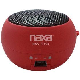 NAXA Electronics NAS-3050 Portable Speaker with Aux-In Function (Red)
