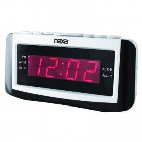 Naxa PLL Digital Alarm Clock with AM/FM Radio, Snooze& Large LED Display