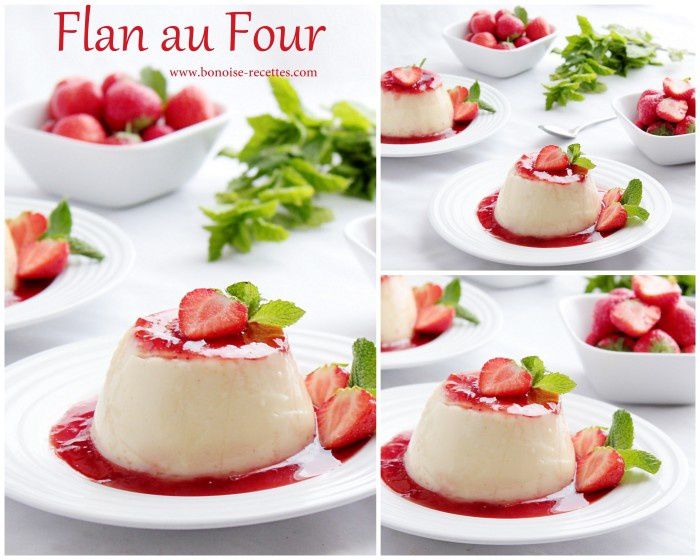 flan au four vanille/fraises