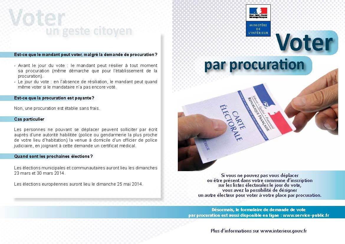 Voter Par Procuration Pour Quelqu Un Voter par procuration les 23 et 30 mars 2014