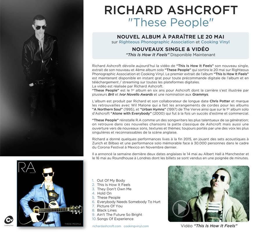 RICHARD ASHCROFT - NOUVELLE VIDEO - THIS IS HOW IT FEELS / CHANSON MUSIQUE / ACTUALITE
