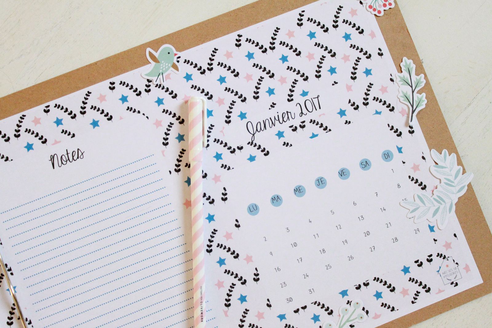 Calendrier de janvier 2017 {printable}