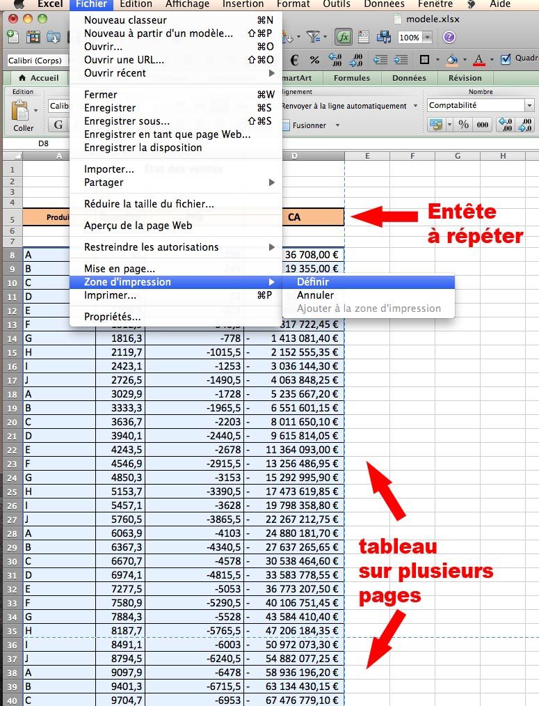 comment faire un tableau excel sur un mac