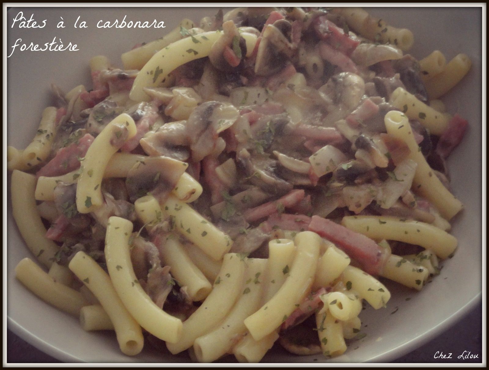 Pâtes à la carbonara forestière