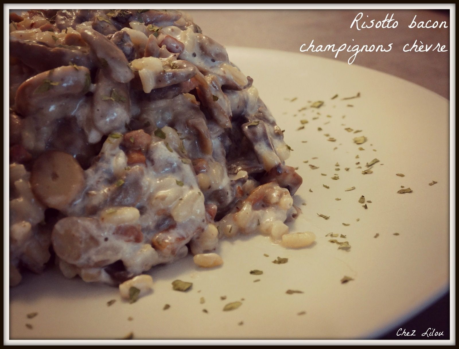 Risotto bacon champignons chèvre