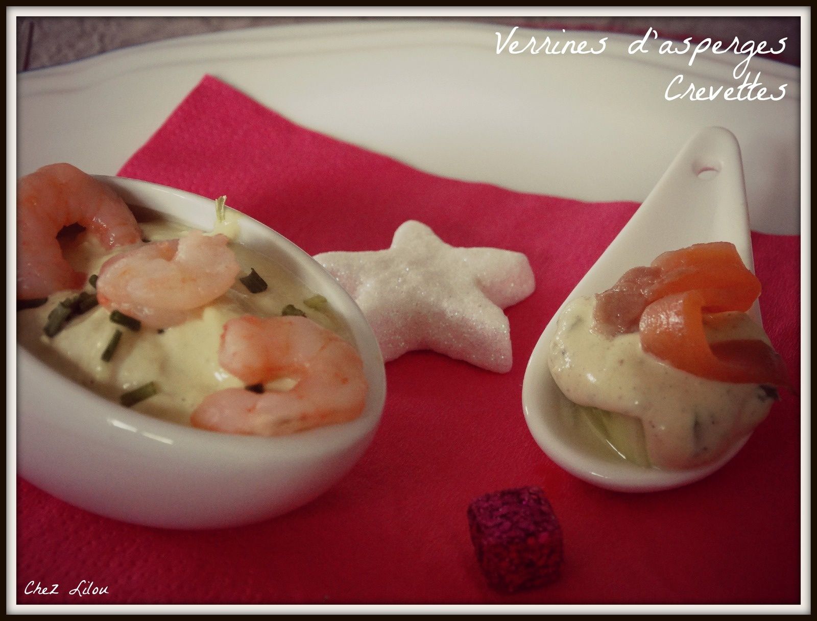 Verrines d'asperges crevettes