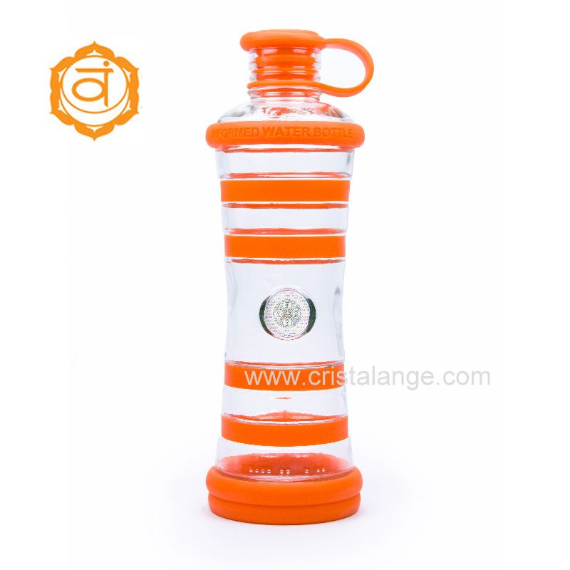Eau vivante: l'eau informée par la bouteille i9 orange pour bénéficier des vibrations de la couleur orange en plus des milliers d'informations contenues dans la puce de silicium