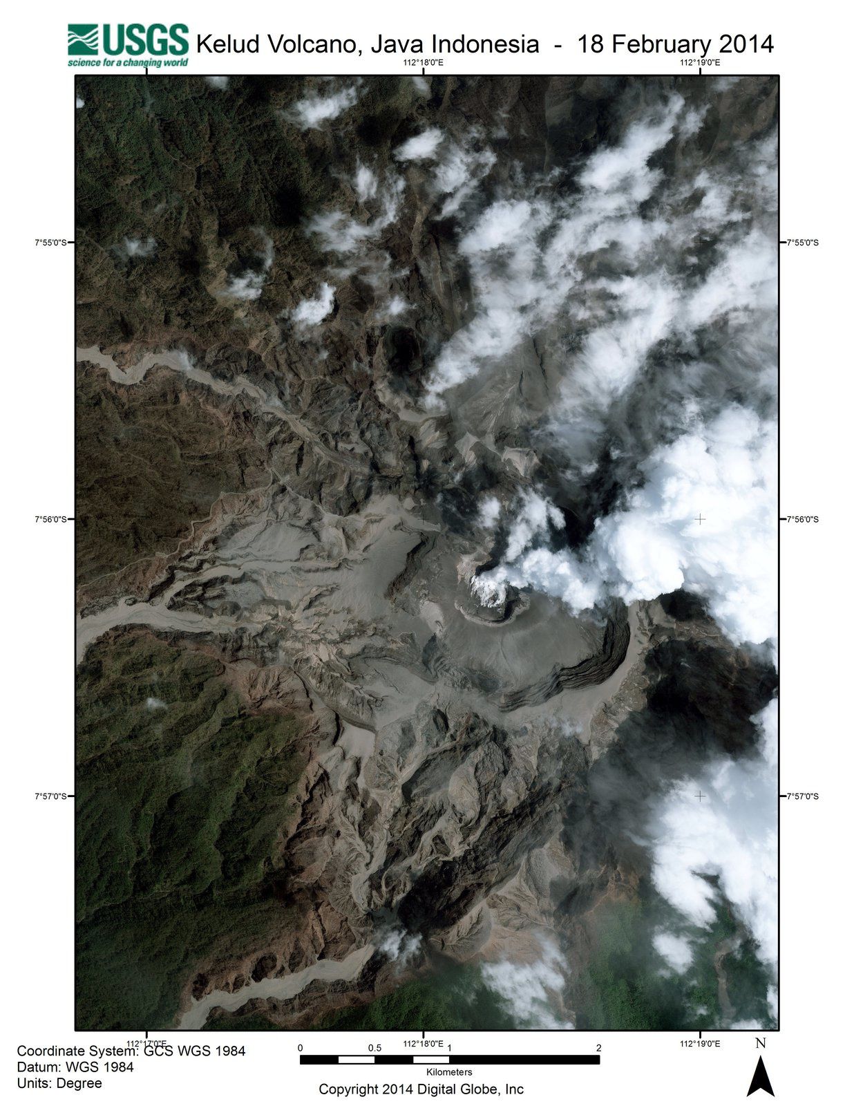 Kelud zone sommitale - image International Charter Space and Major Disasters / USGS - 18.02.2014