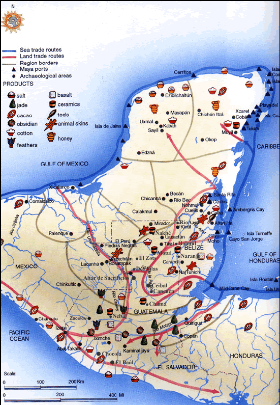 Trade routes at the time of the Mayas - Maya Authentic card .