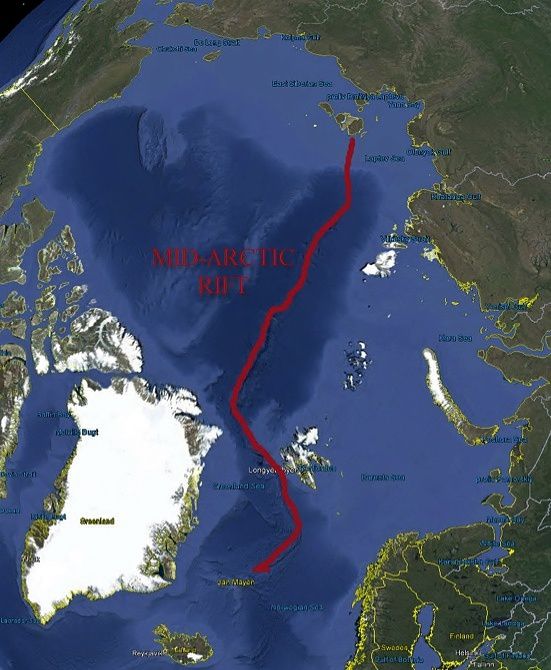 Le rift médio-Arctique et ses différents bassins et dorsales 