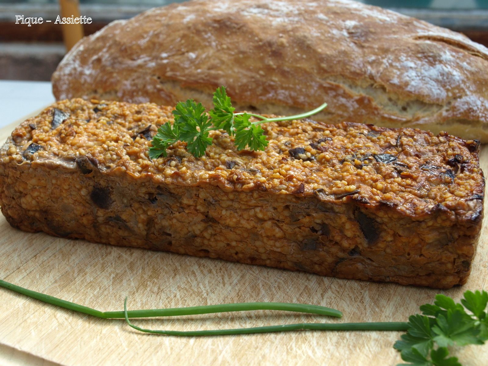 Terrine d'aubergine à la semoule de couscous. (Recettes au Companion ou