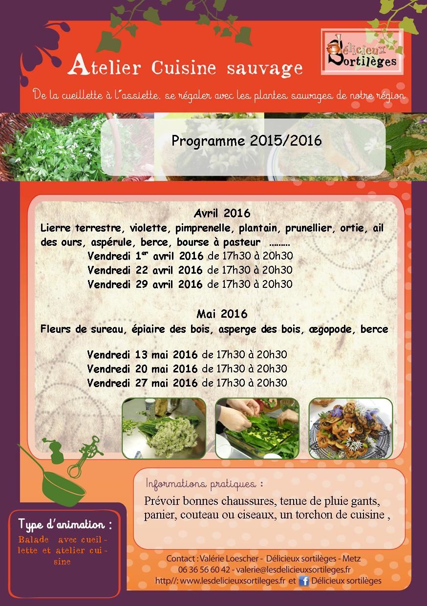Programme des ateliers cuisine sauvage 2015- 2016