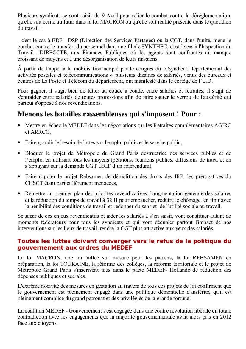Adresse de l'UD CGT du 92 aux salariés du département