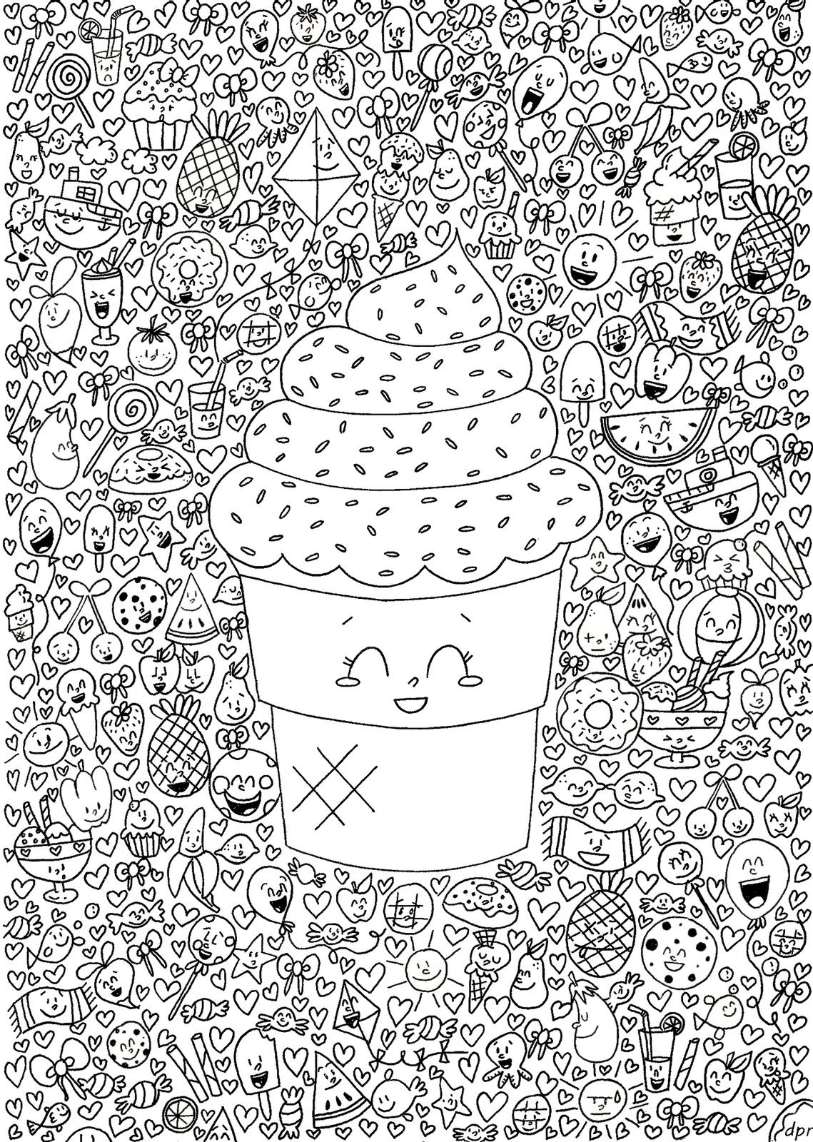 Coloriage Kawaï #1  Dans le petit monde de Melle Bidouille