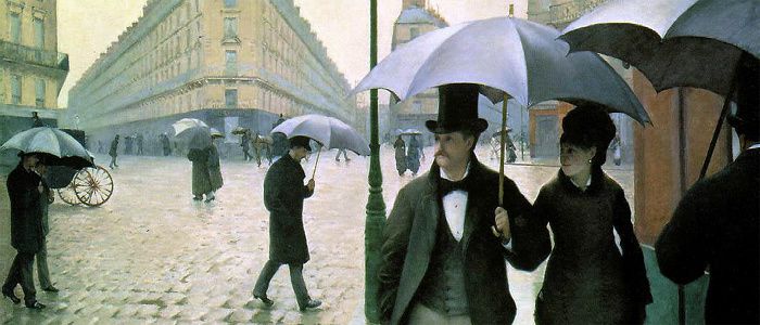 Gustave Caillebotte, (1848-1894)  Rue de Paris par temps de pluie, détail