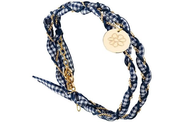 Bracelet cordon médaillon initiales BB vichy navy : Prix 36 € 