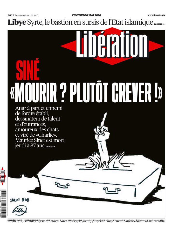 L'hommage vendredi du quotidien Libération à Siné.