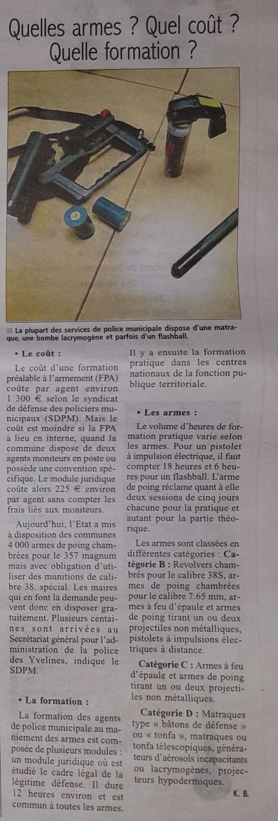 Reportage sur l'armement dans le 78 : le SDPM dans la Gazette en Yvelines