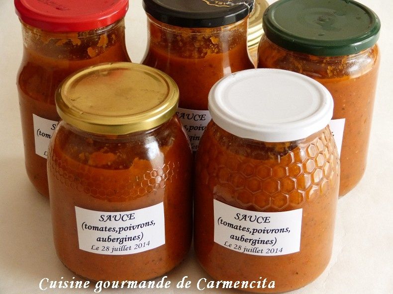 Conserve de sauce tomates poivrons aubergines Cuisine gourmande de Carmencita