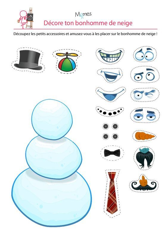 Bonhomme De Neige A Imprimer Et Decouper Bonhomme de Neige à découper et peinture coton-tige. - Petits Crabichounes
