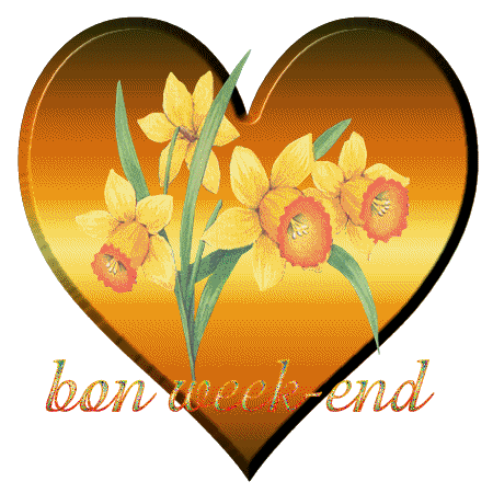 Bon week,end , Fleurs , Jonquilles , Gifs scitillants