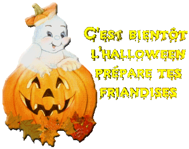 C'est bientôt l'Halloween, prépare tes friandises  - Gif animé - Fantôme - Citrouille