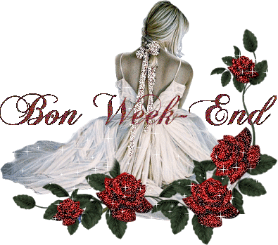 Bon week-end - Femmes - Fleurs - Roses - Gif scintillant - Gratuit - Le  Monde des Gifs