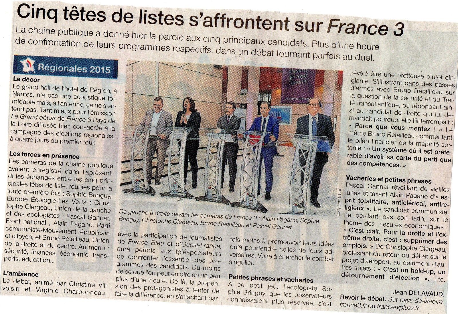 Débat régionales 2015 sur France 3 Pays de la Loire