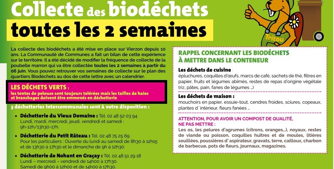 Tri des déchets : la reculade de la communauté de communes sur les tontes  de pelouse - Vierzonitude