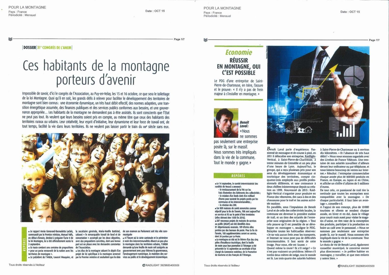 Deux interviews de Benoit LAVAL, sur France Bleu Isère, et dans la revue de l'ANEM (Association Nationale des Elus de Montagne)