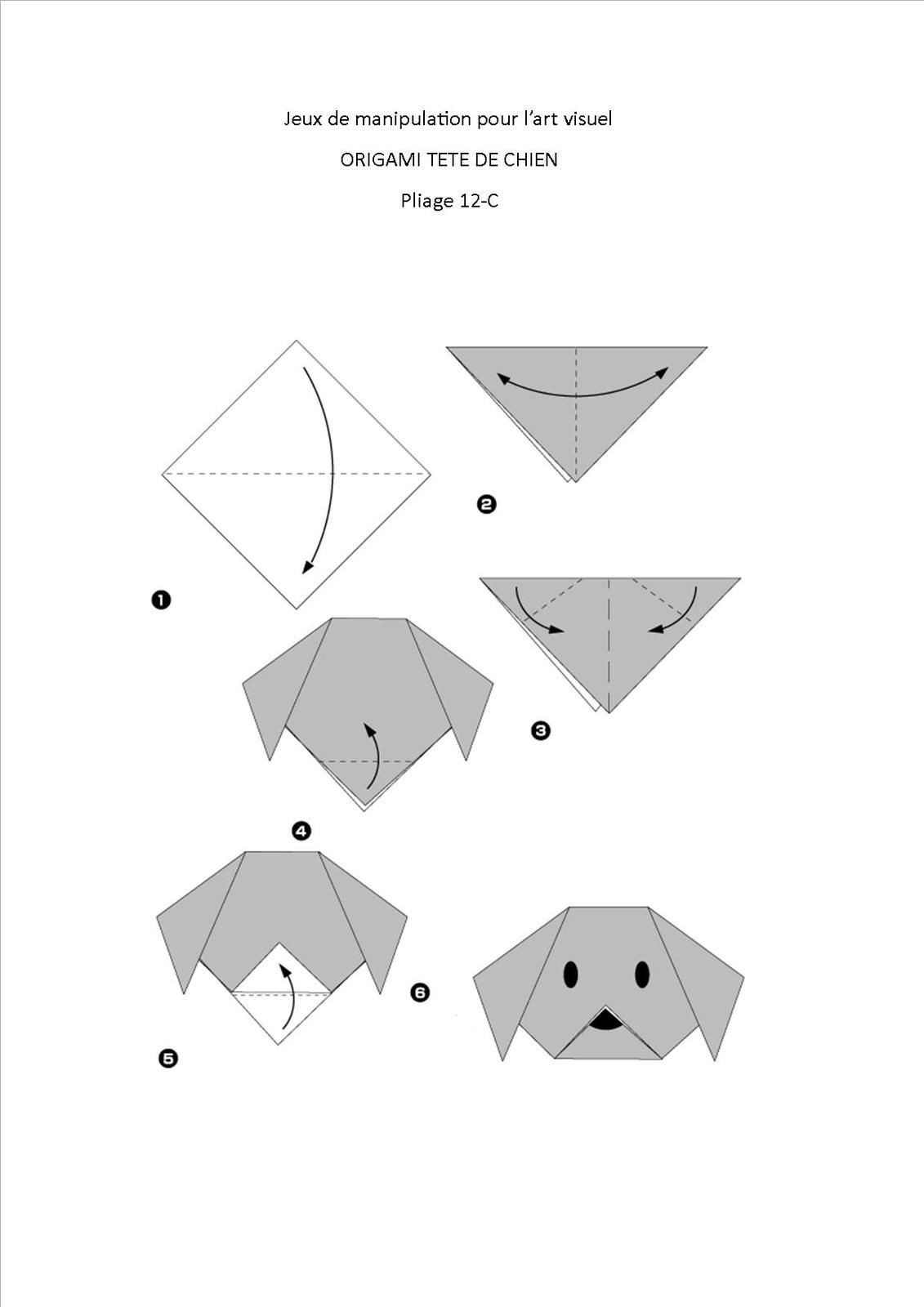 Tête de chien en Origami facile pour débutant et enfant