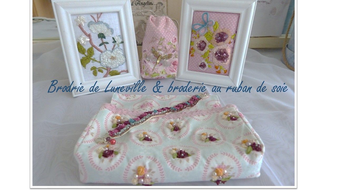 Broderie de Luneville et ruban de soie