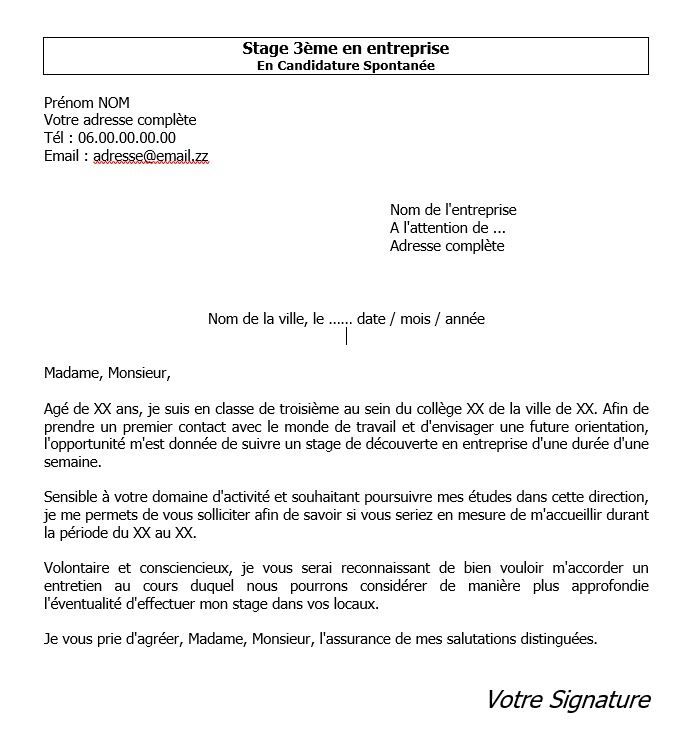 Stage de 3e : Modèle de lettre de motivation - blog d'aide professeur de  français pour les élèves cours 6e 5e 4e 3e brevet révision contrôle lecture  rédaction college lycée littérature réussite