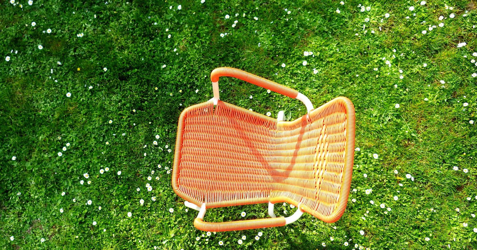 FAUTEUILS de jardin scoubidou orange vintage 1970
